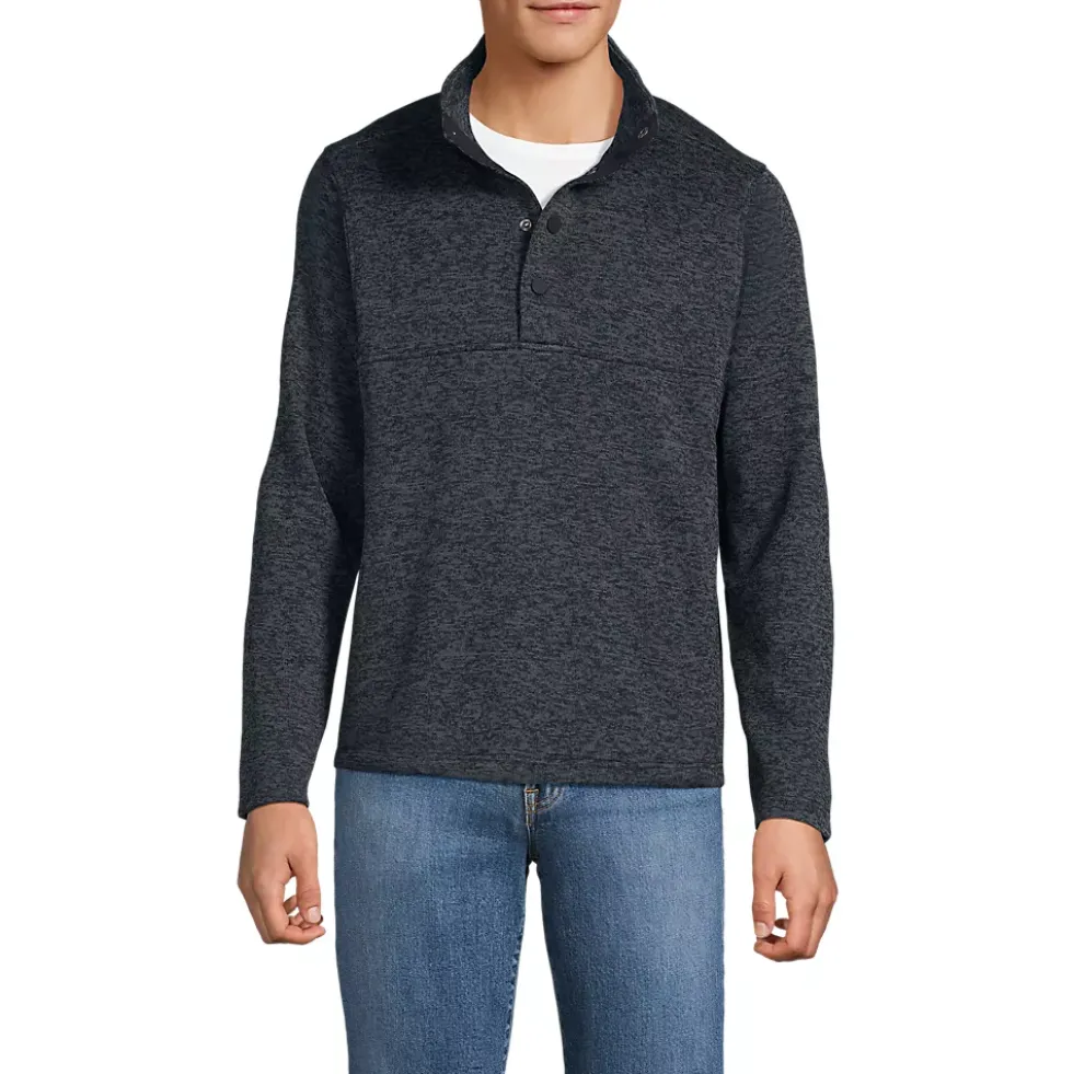 Men's Sweater Fleece Snap Neck Pullover Jacket