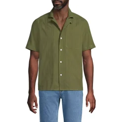 Men's Textured Camp Collar Shirt