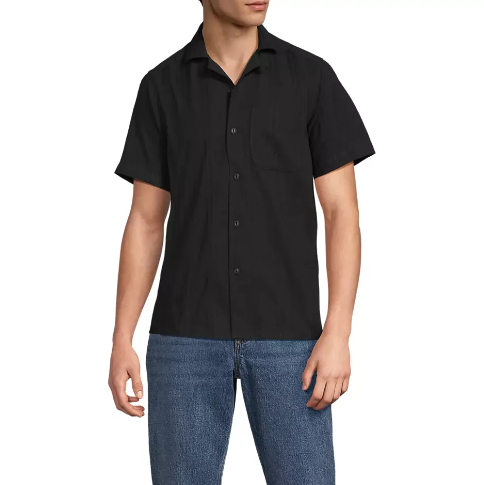 Men's Textured Camp Collar Shirt