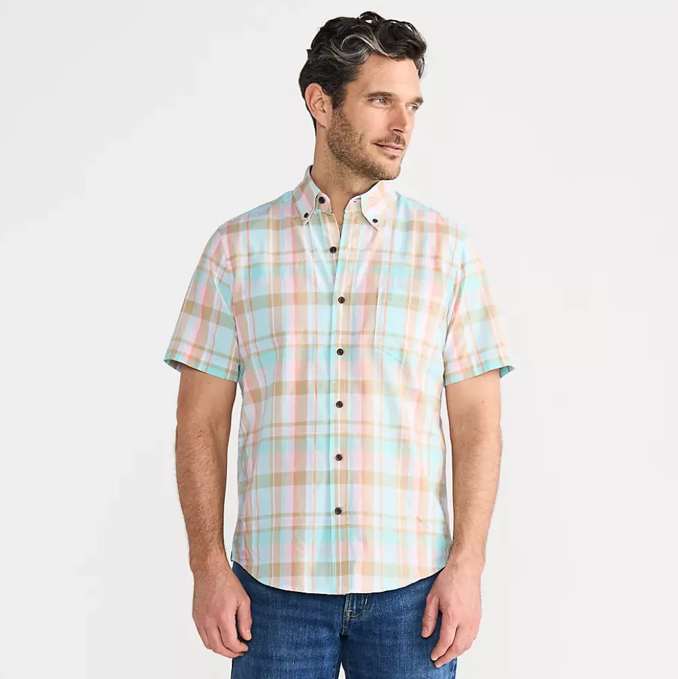 Men's Traditional Fit Short Sleeve Madras Shirt