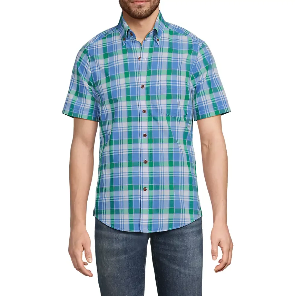 Men's Traditional Fit Short Sleeve Madras Shirt