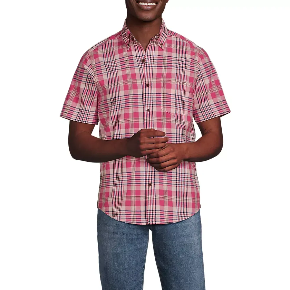 Men's Traditional Fit Short Sleeve Madras Shirt