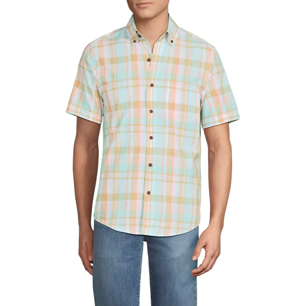 Men's Traditional Fit Short Sleeve Madras Shirt