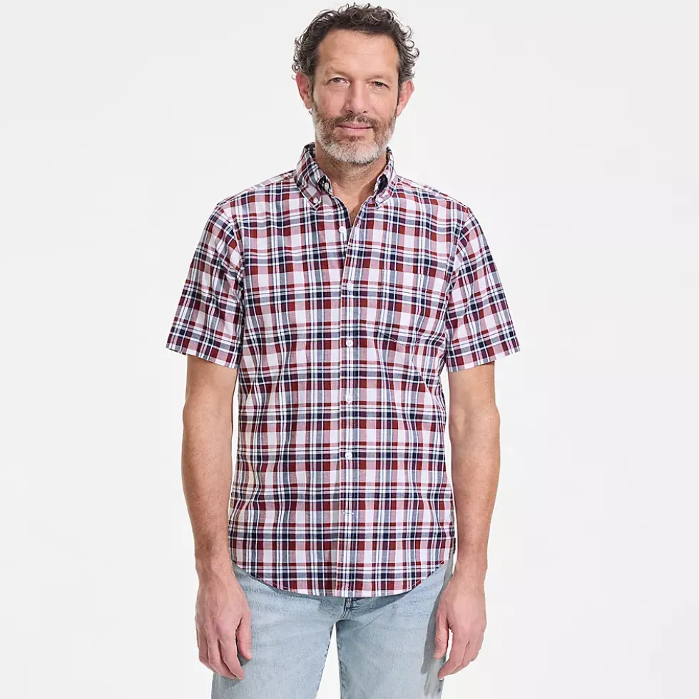 Men's Traditional Fit Short Sleeve Madras Shirt