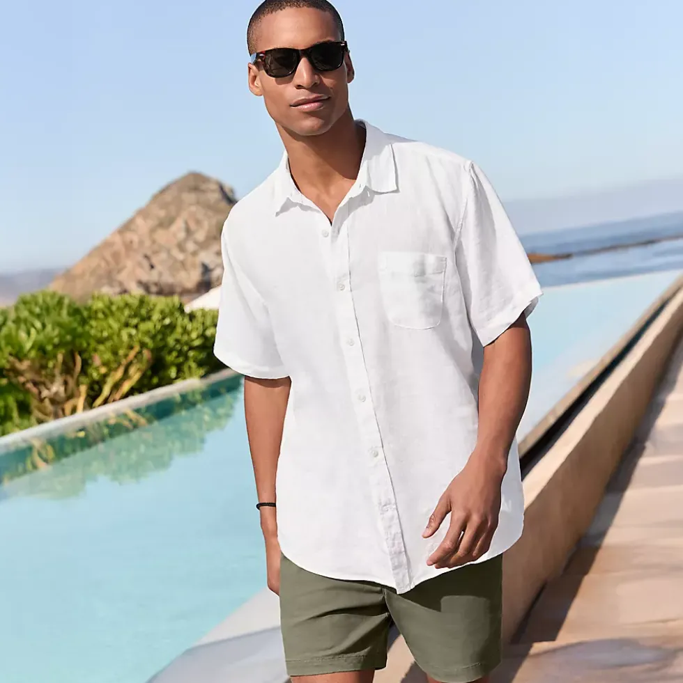 Men's Traditional Fit Short Sleeve Linen Shirt