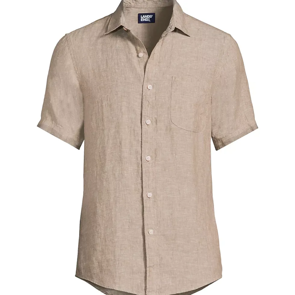 Men's Traditional Fit Short Sleeve Linen Shirt