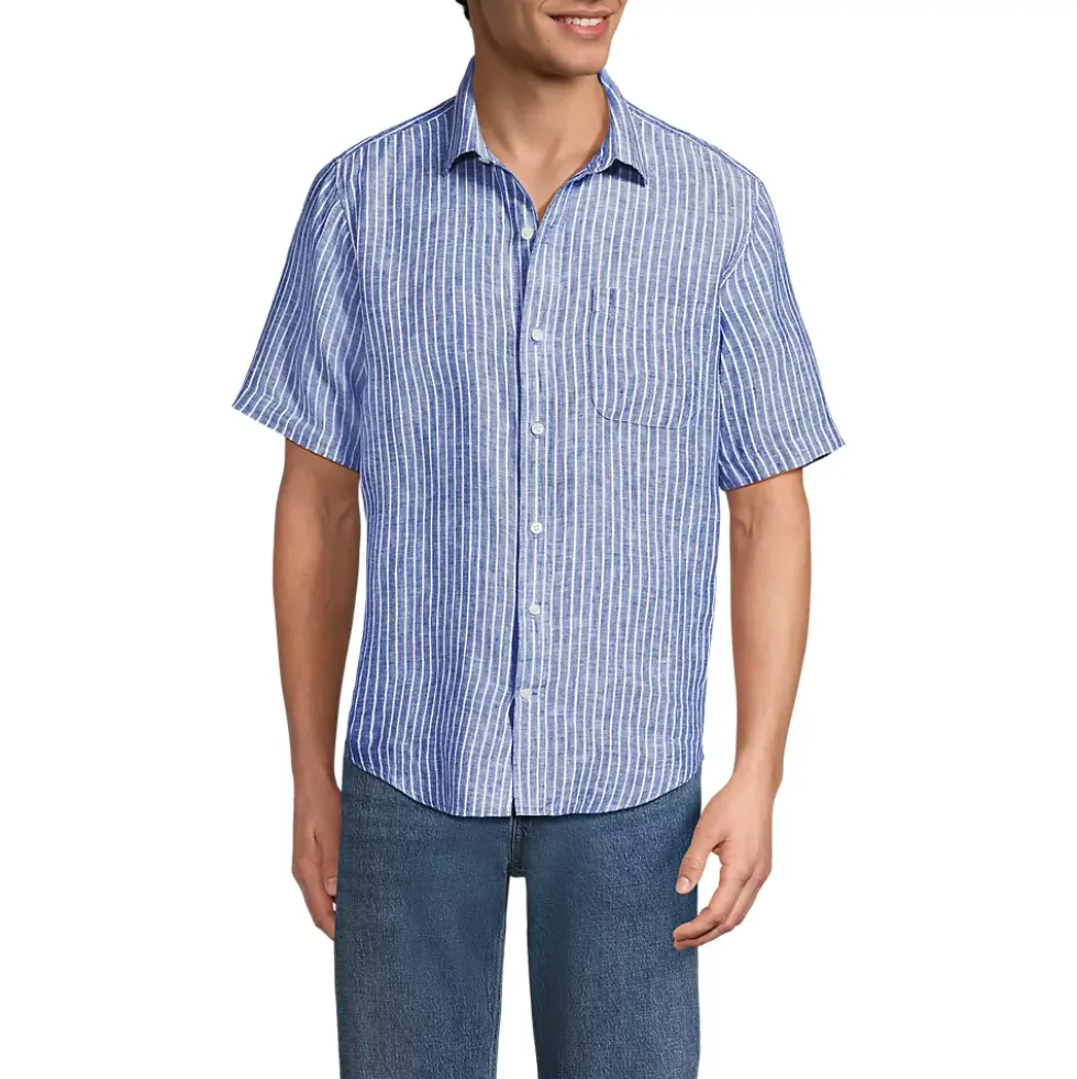 Men's Traditional Fit Short Sleeve Linen Shirt