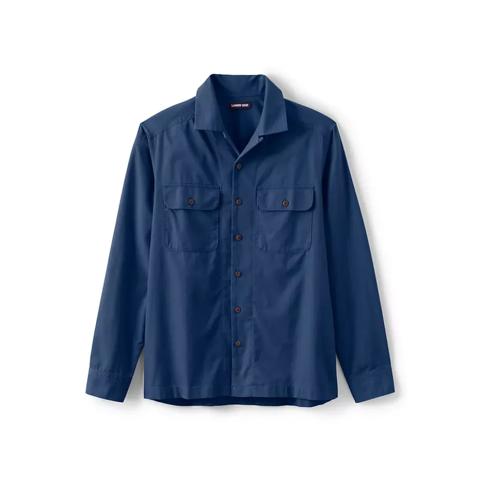 Men's Traditional Fit Textured Camp Collar Long Sleeve Shirt