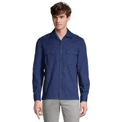 Men's Traditional Fit Textured Camp Collar Long Sleeve Shirt