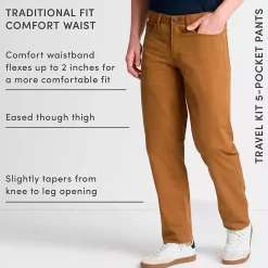 Men's Travel Kit Comfort Waist Traditional Fit 5 Pocket Pant