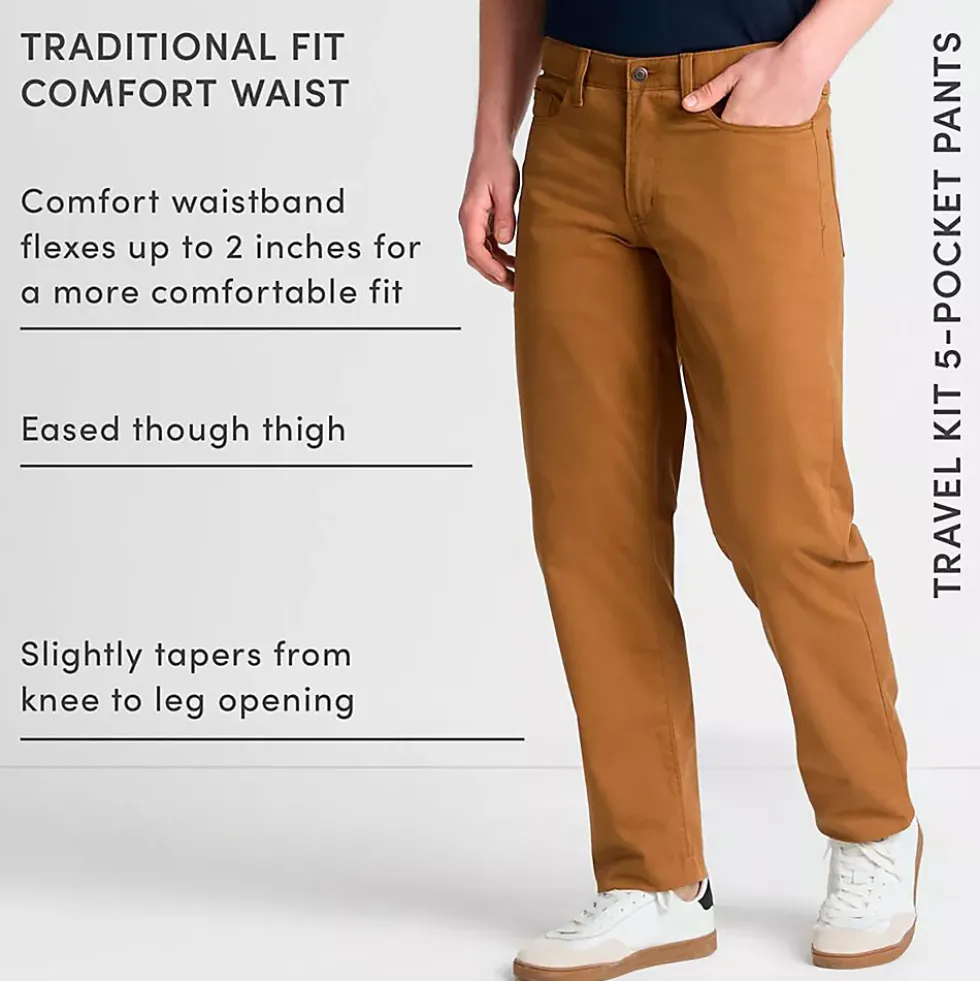 Men's Travel Kit Comfort Waist Traditional Fit 5 Pocket Pant