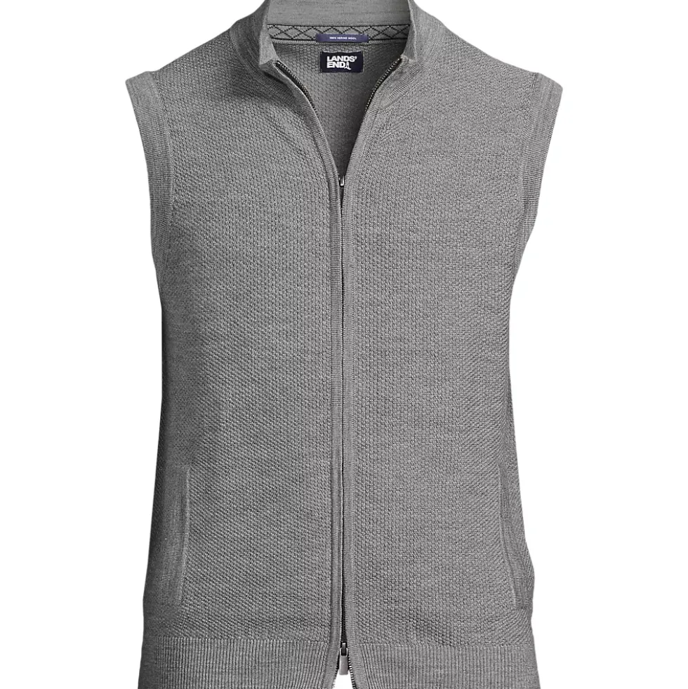 Men's Washable Merino Full Zip Sweater Vest