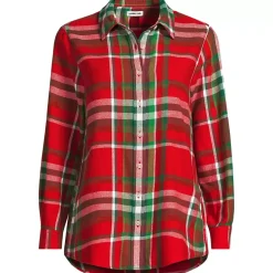Plus Size Flannel Boyfriend Long Sleeve Shirt