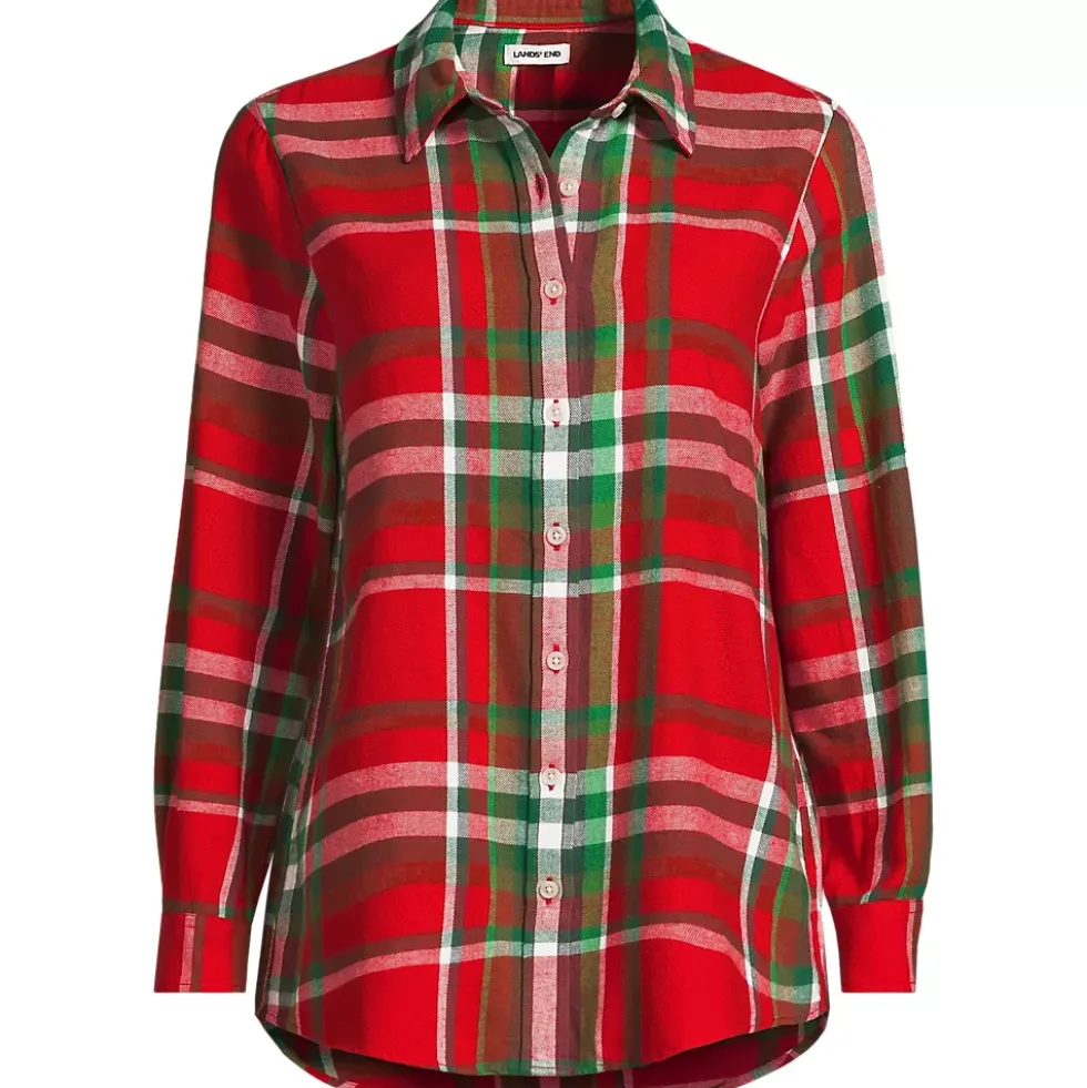 Plus Size Flannel Boyfriend Long Sleeve Shirt