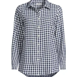 Plus Size Flannel Boyfriend Long Sleeve Shirt