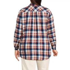 Plus Size Flannel Boyfriend Long Sleeve Shirt