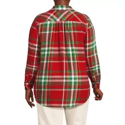 Plus Size Flannel Boyfriend Long Sleeve Shirt