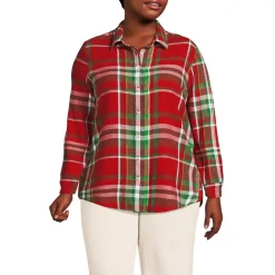 Plus Size Flannel Boyfriend Long Sleeve Shirt