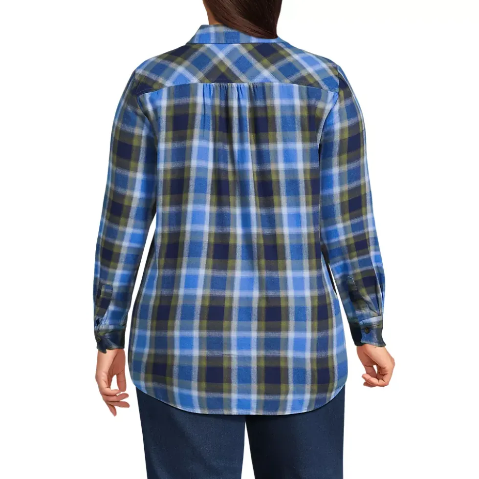 Plus Size Flannel Boyfriend Long Sleeve Shirt