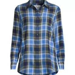 Plus Size Flannel Boyfriend Long Sleeve Shirt