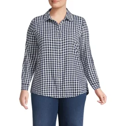 Plus Size Flannel Boyfriend Long Sleeve Shirt