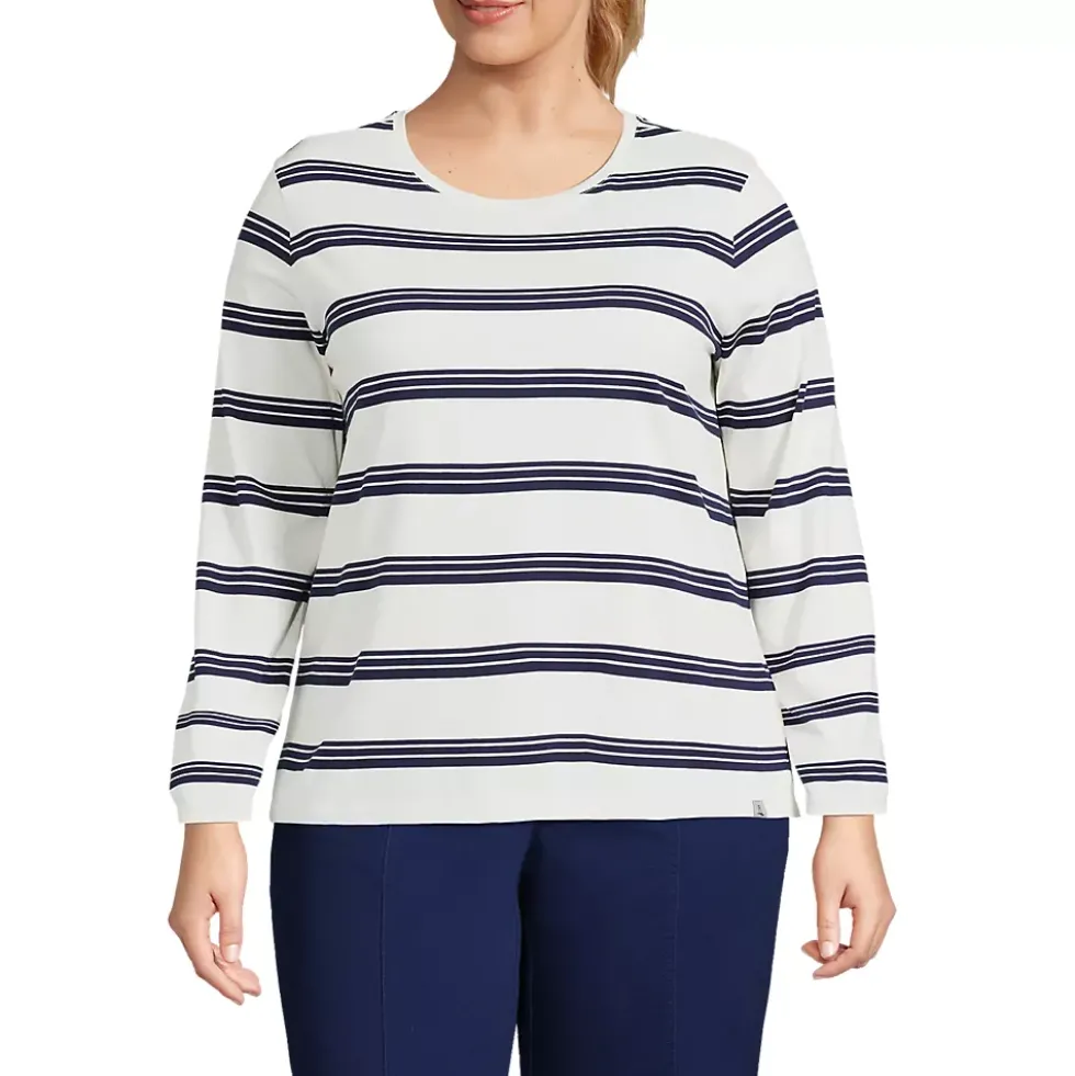 Plus Size Supima Cotton Long Sleeve Crewneck T-Shirt