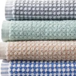 Quick-Dry Cotton Textured Gingham 6-Piece Towel Set