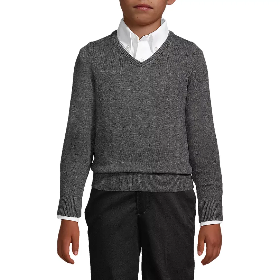 School Uniform Boys Cotton Modal Fine Gauge V-neck Sweater
