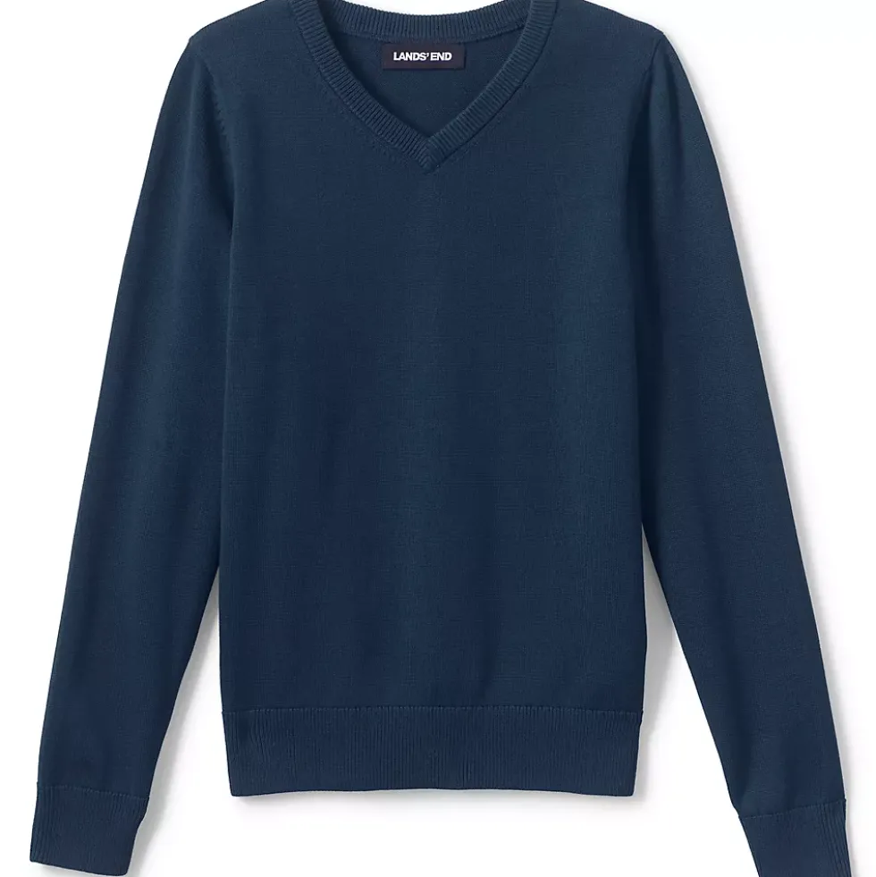 School Uniform Boys Cotton Modal Fine Gauge V-neck Sweater