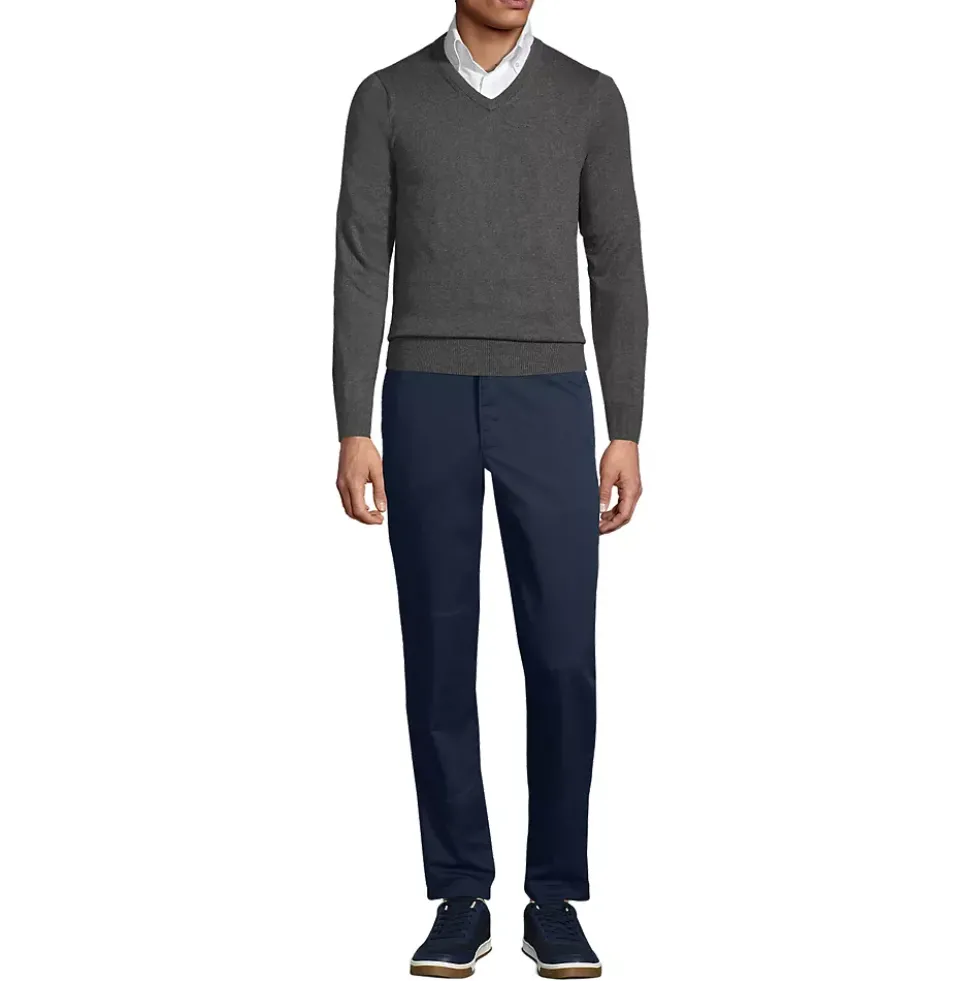 School Uniform Boys Cotton Modal Fine Gauge V-neck Sweater
