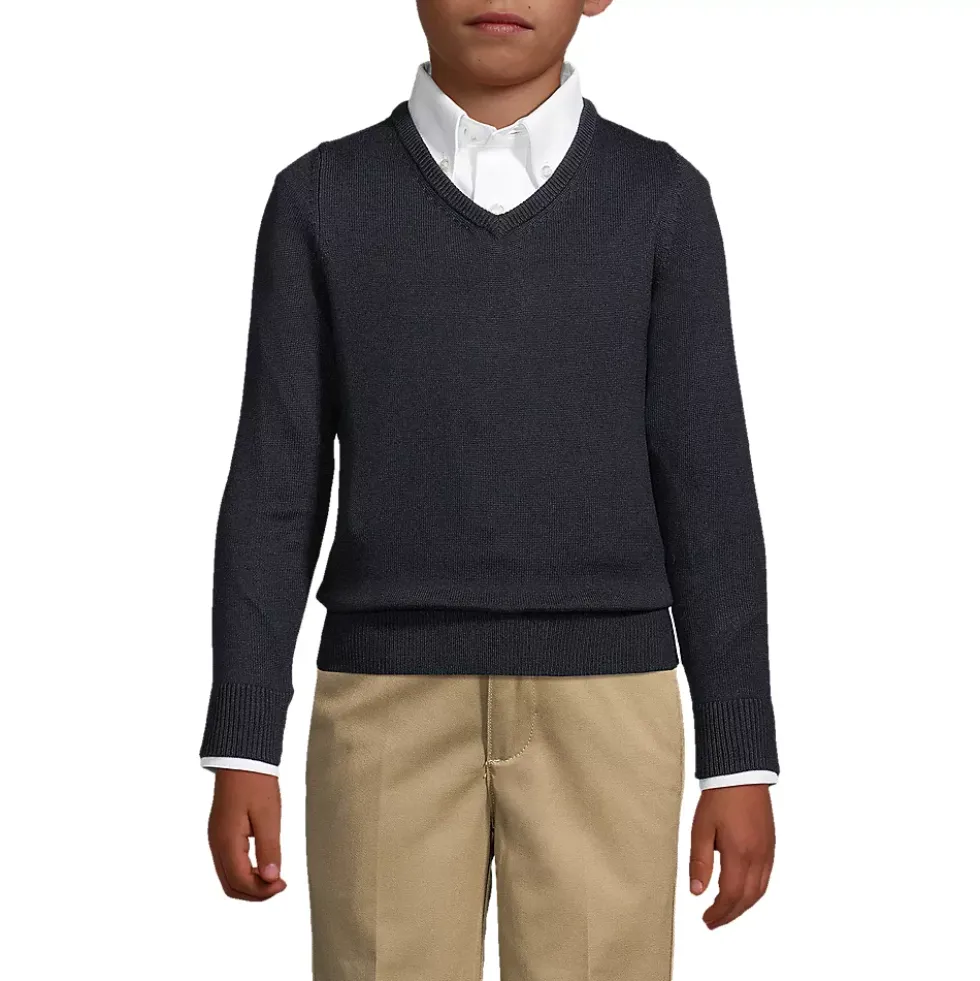 School Uniform Boys Cotton Modal Fine Gauge V-neck Sweater