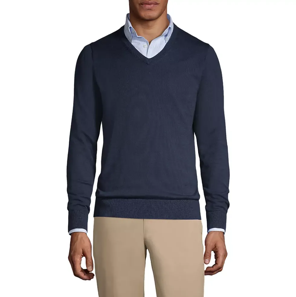 School Uniform Boys Cotton Modal Fine Gauge V-neck Sweater