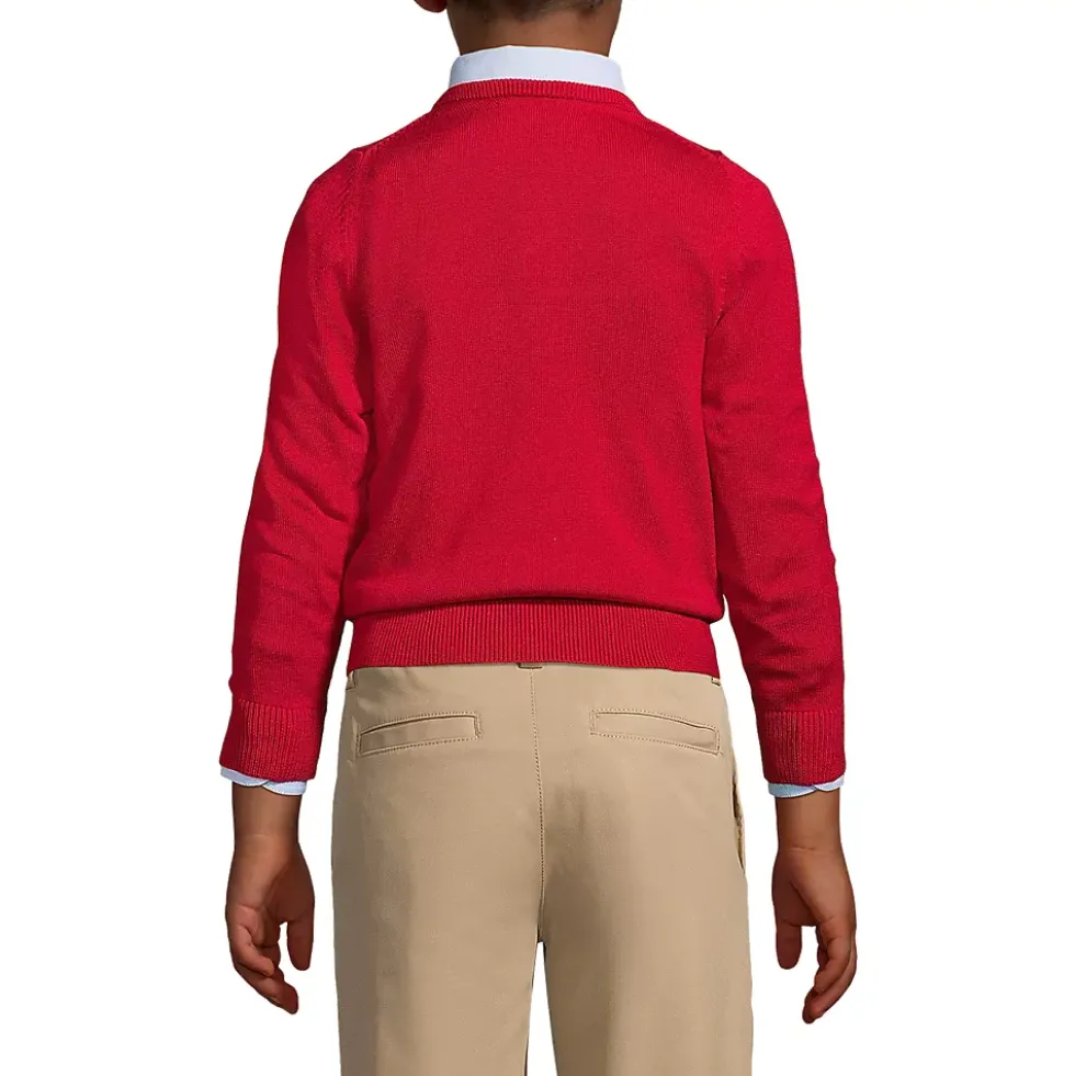 School Uniform Boys Cotton Modal Fine Gauge V-neck Sweater