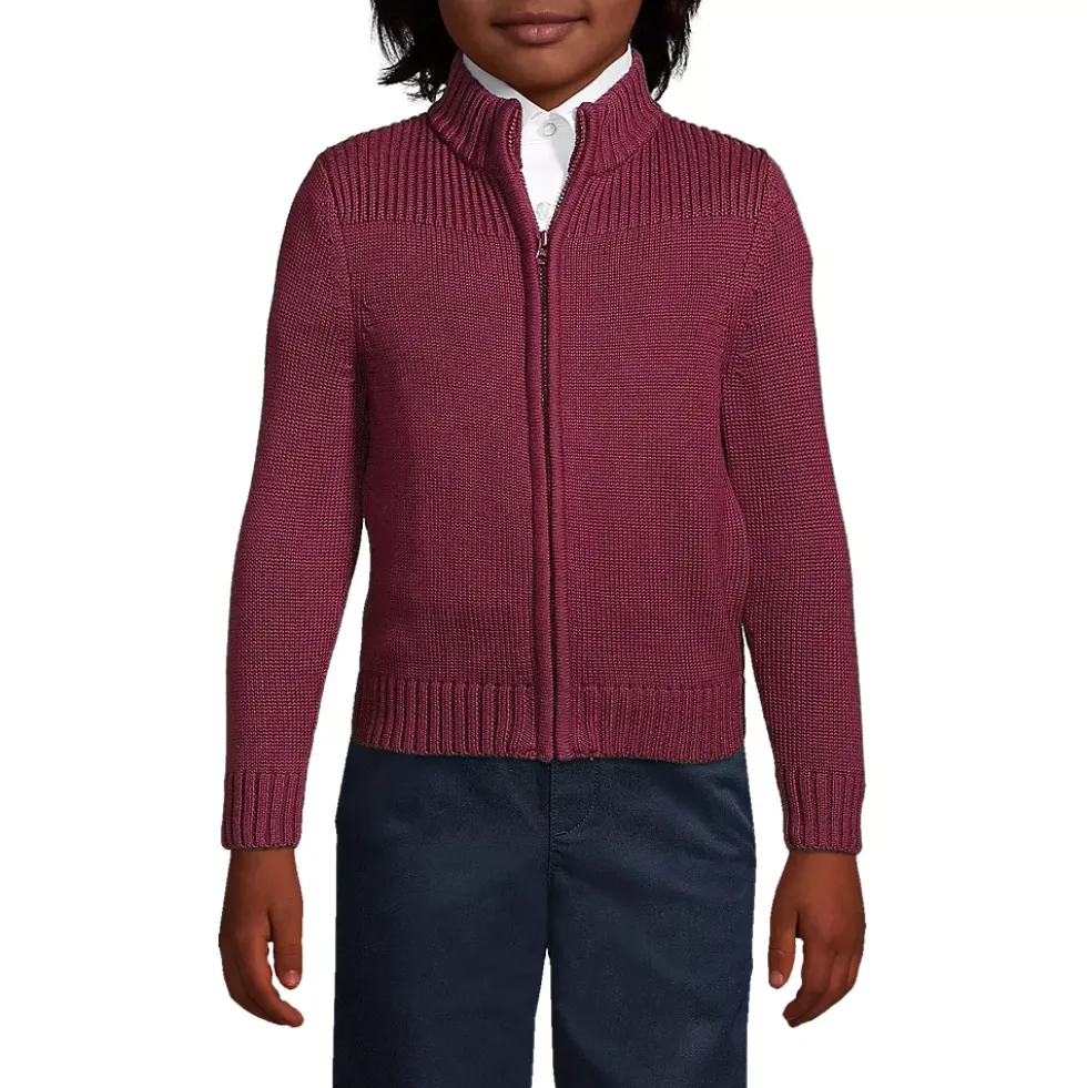 School Uniform Boys Cotton Modal Zip Front Cardigan Sweater