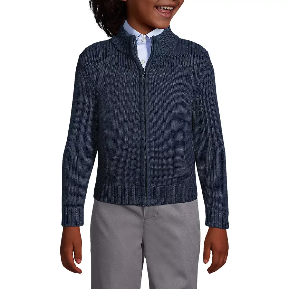 School Uniform Boys Cotton Modal Zip Front Cardigan Sweater
