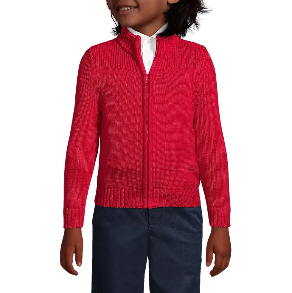 School Uniform Boys Cotton Modal Zip Front Cardigan Sweater