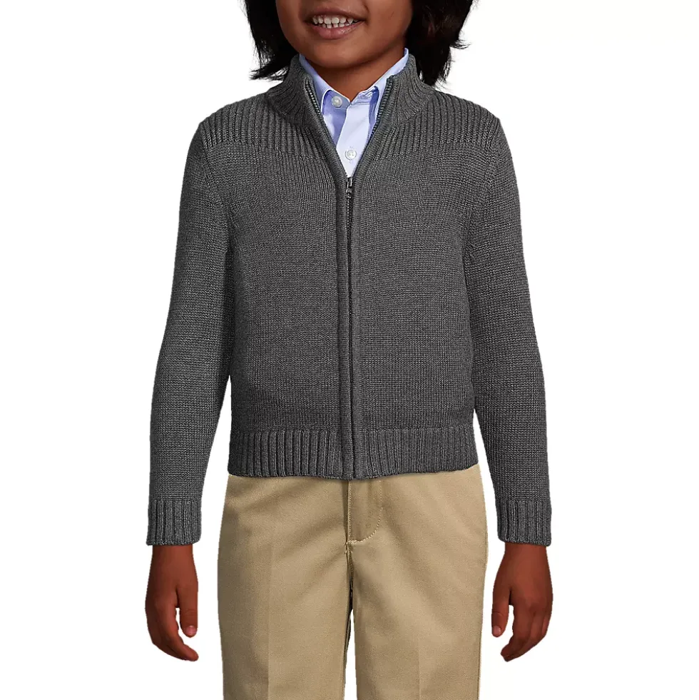 School Uniform Boys Cotton Modal Zip Front Cardigan Sweater