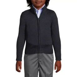 School Uniform Boys Cotton Modal Zip Front Cardigan Sweater