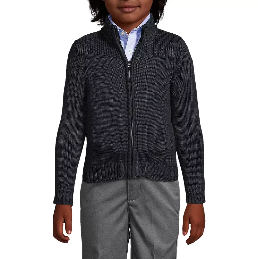 School Uniform Boys Cotton Modal Zip Front Cardigan Sweater