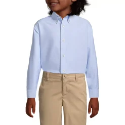 School Uniform Boys Long Sleeve Solid Oxford Dress Shirt