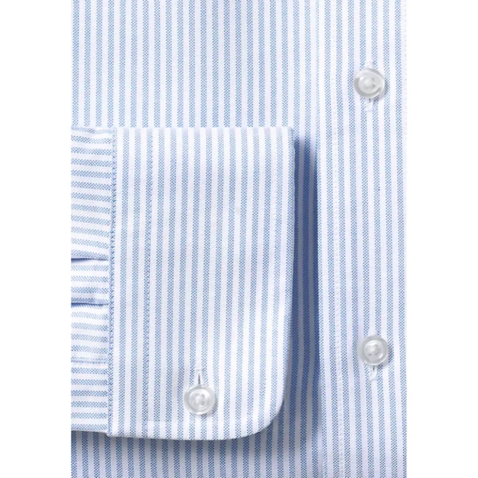 School Uniform Boys Long Sleeve Stripe Oxford Dress Shirt