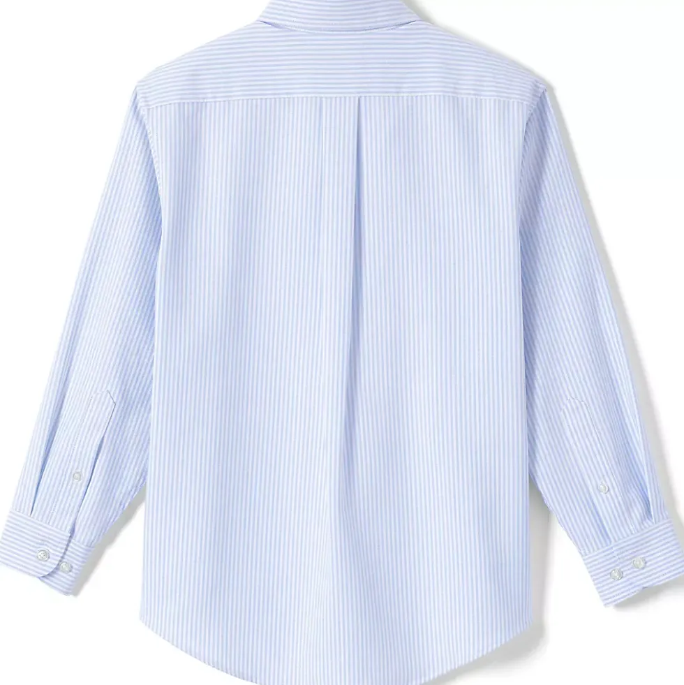 School Uniform Boys Long Sleeve Stripe Oxford Dress Shirt