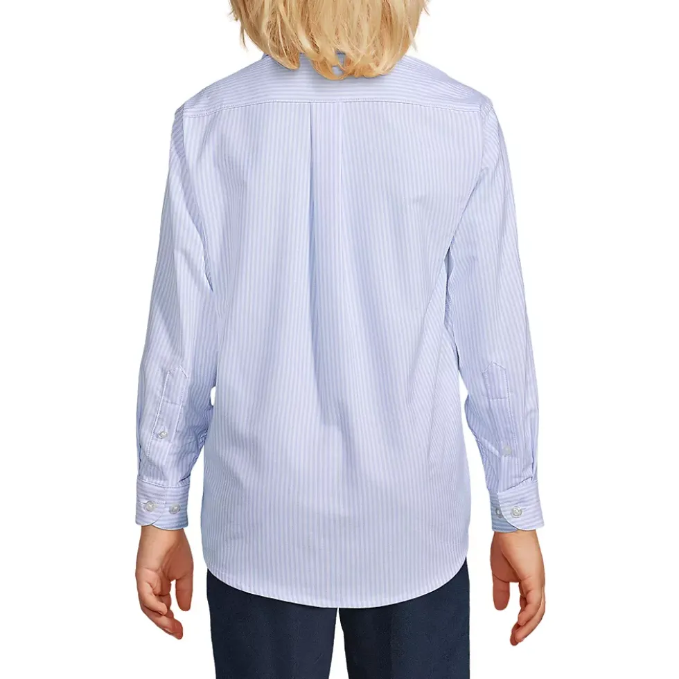 School Uniform Boys Long Sleeve Stripe Oxford Dress Shirt