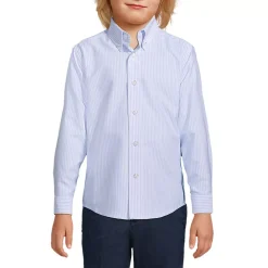 School Uniform Boys Long Sleeve Stripe Oxford Dress Shirt