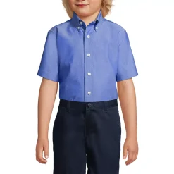 School Uniform Boys Short Sleeve No Iron Pinpoint Dress Shirt