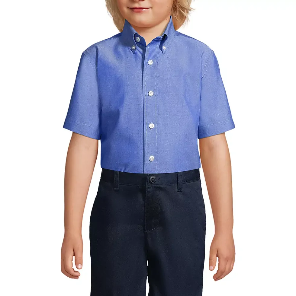 School Uniform Boys Short Sleeve No Iron Pinpoint Dress Shirt