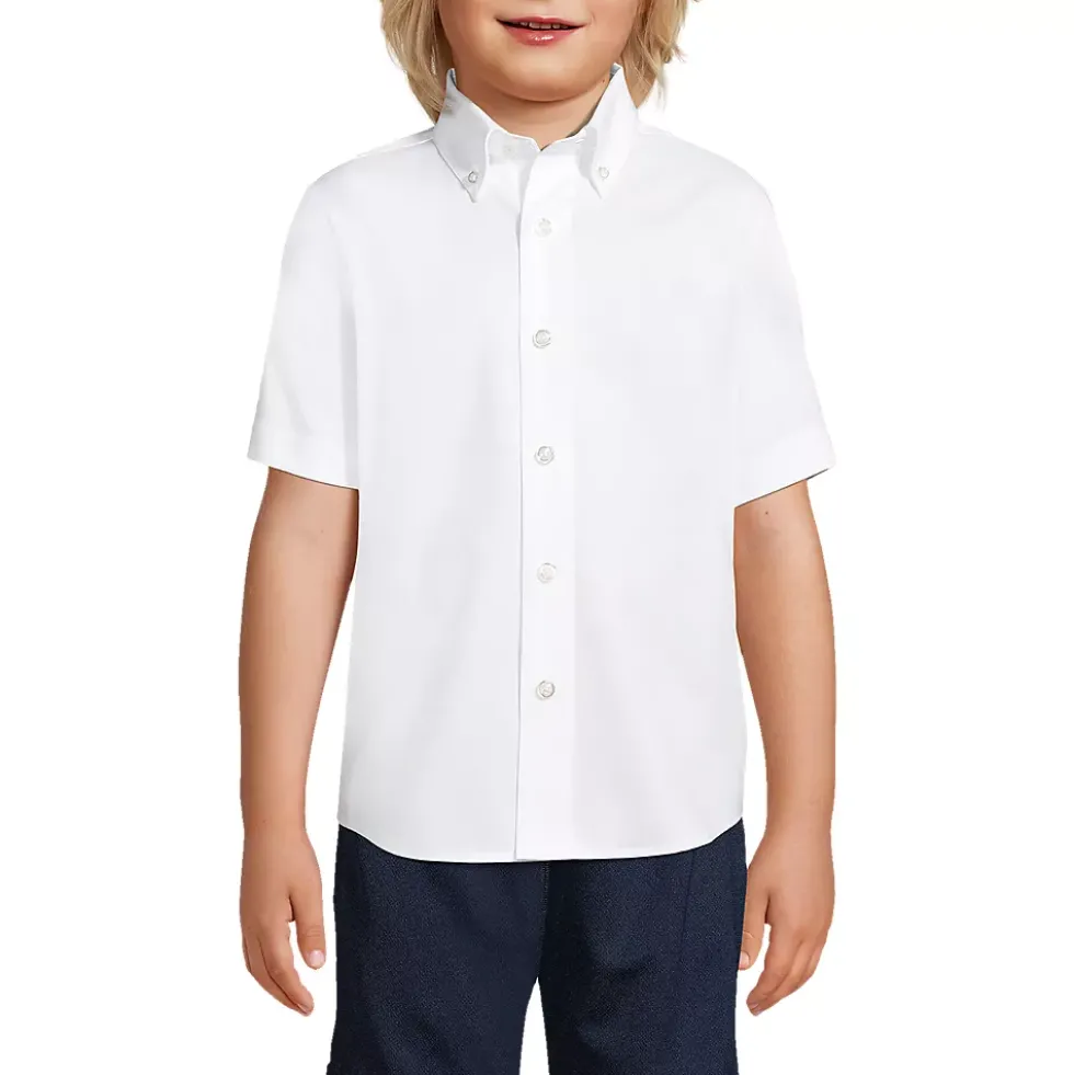 School Uniform Boys Short Sleeve No Iron Pinpoint Dress Shirt