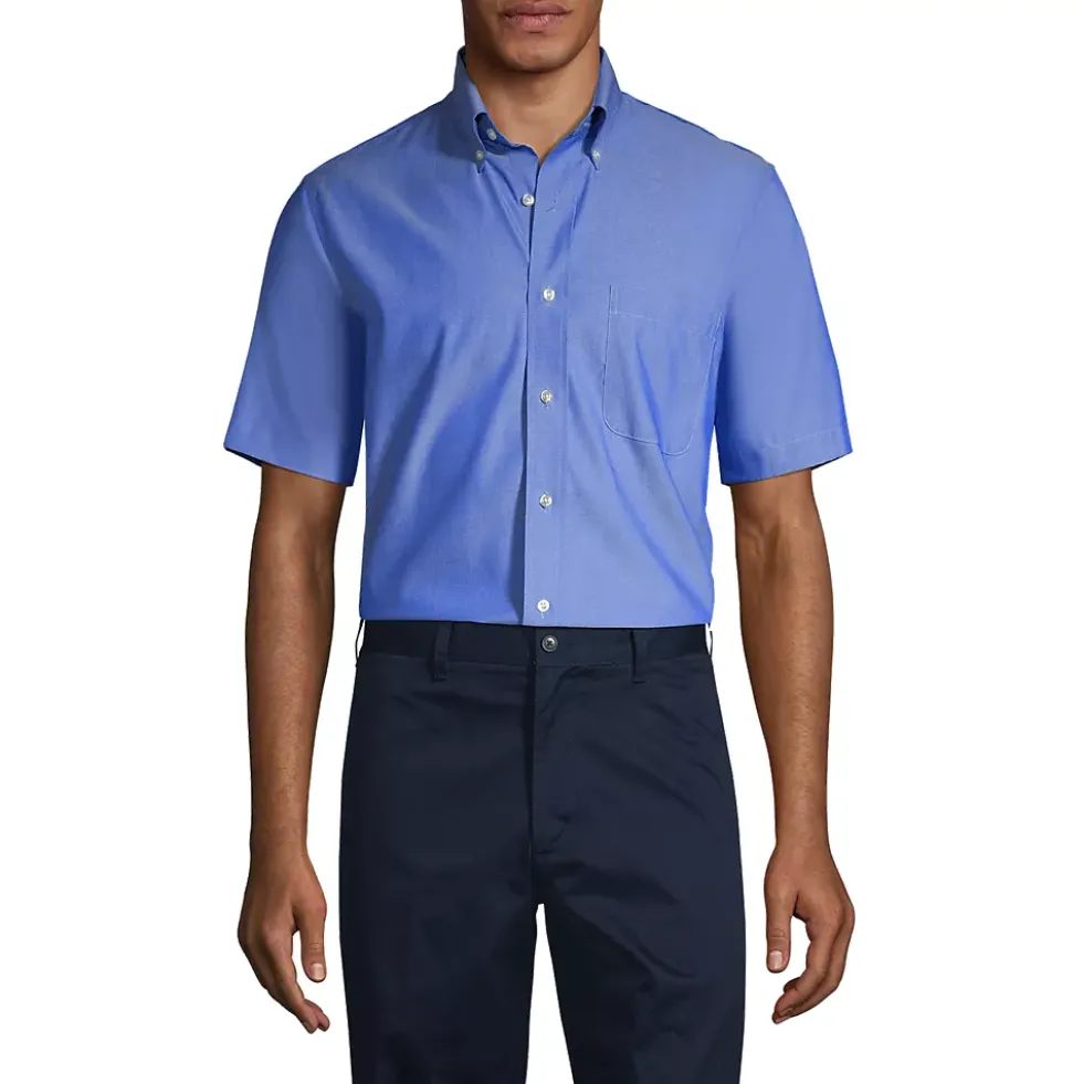 School Uniform Boys Short Sleeve No Iron Pinpoint Dress Shirt