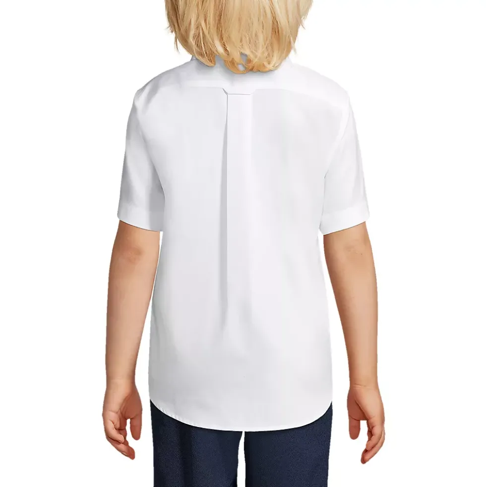 School Uniform Boys Short Sleeve No Iron Pinpoint Dress Shirt