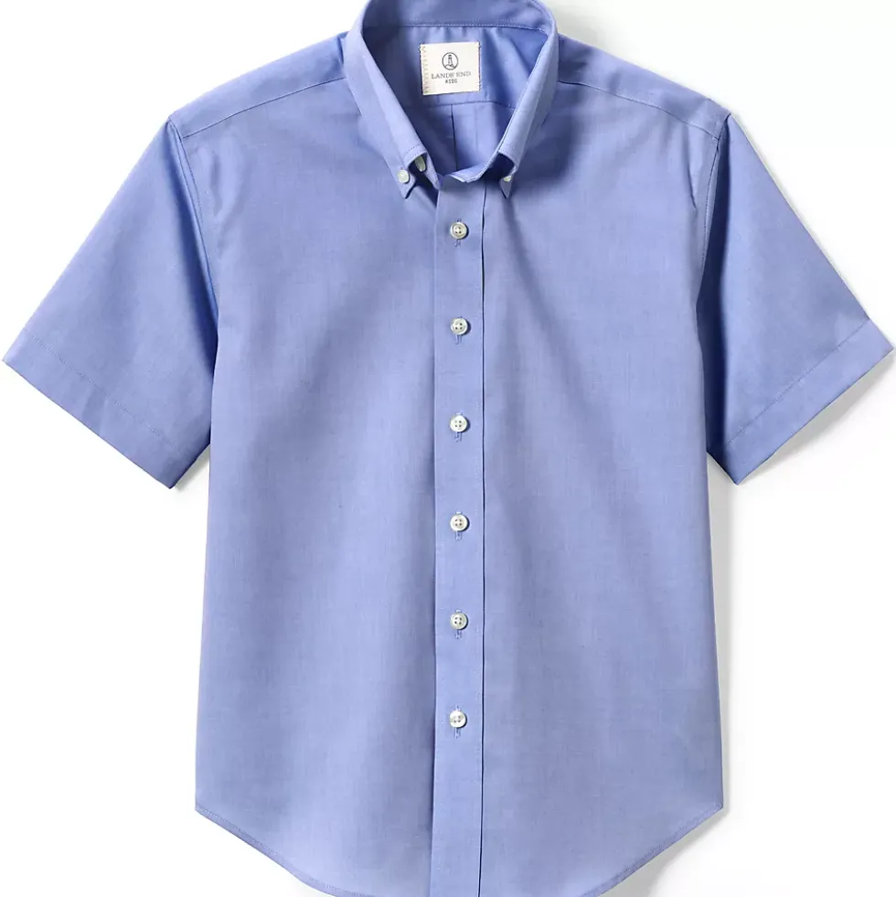 School Uniform Boys Short Sleeve No Iron Pinpoint Dress Shirt
